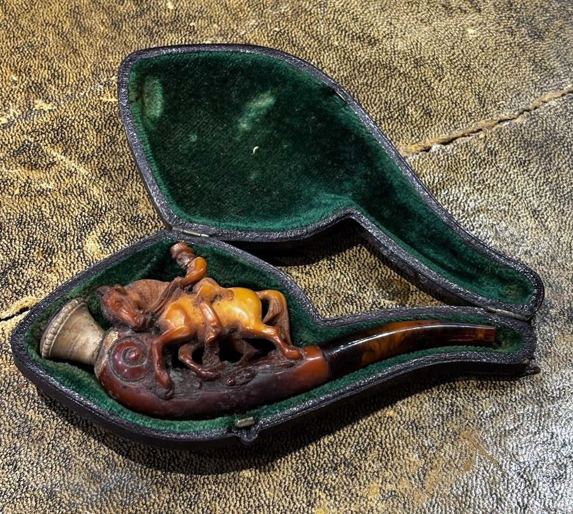 Antique Meerschaum Pipe With An Equestrian Theme
