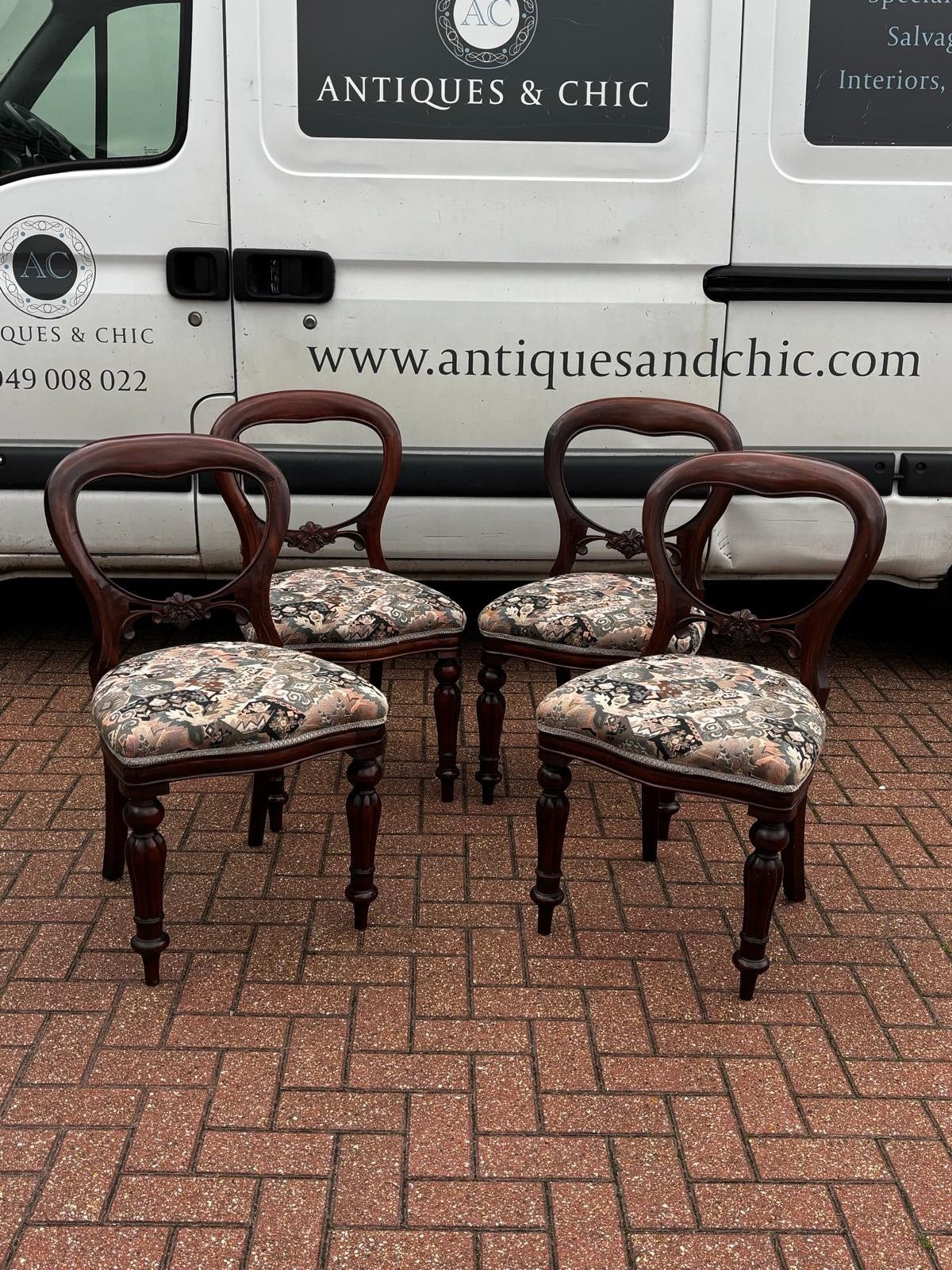 Balloon Back Set Of 4 Mahogany Dining Chairs.