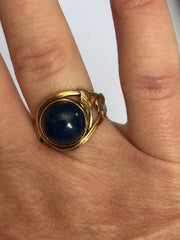 Antique 18ct Yellow Gold Lapis Lazuli Leaves Foliage Detail