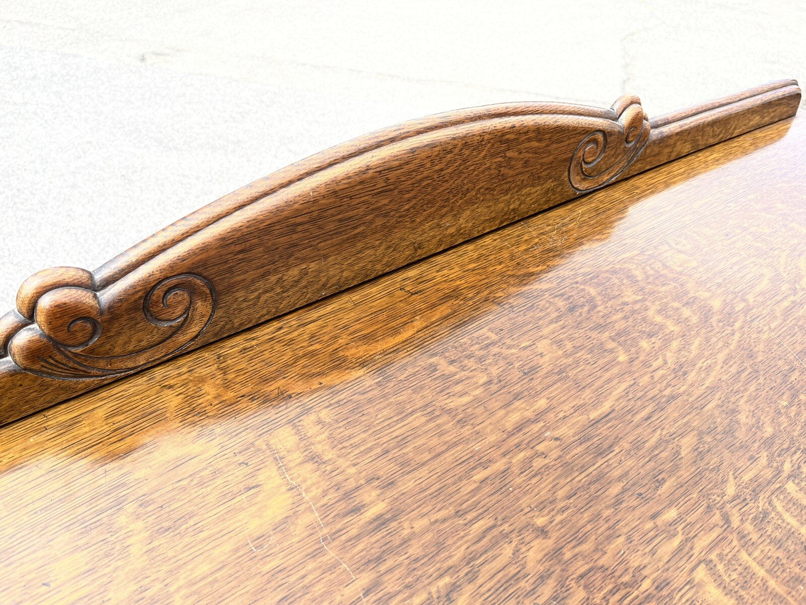Art Deco Oak Sideboard. Circa 1930's. Carved With Flowers . Lots Of Storage.