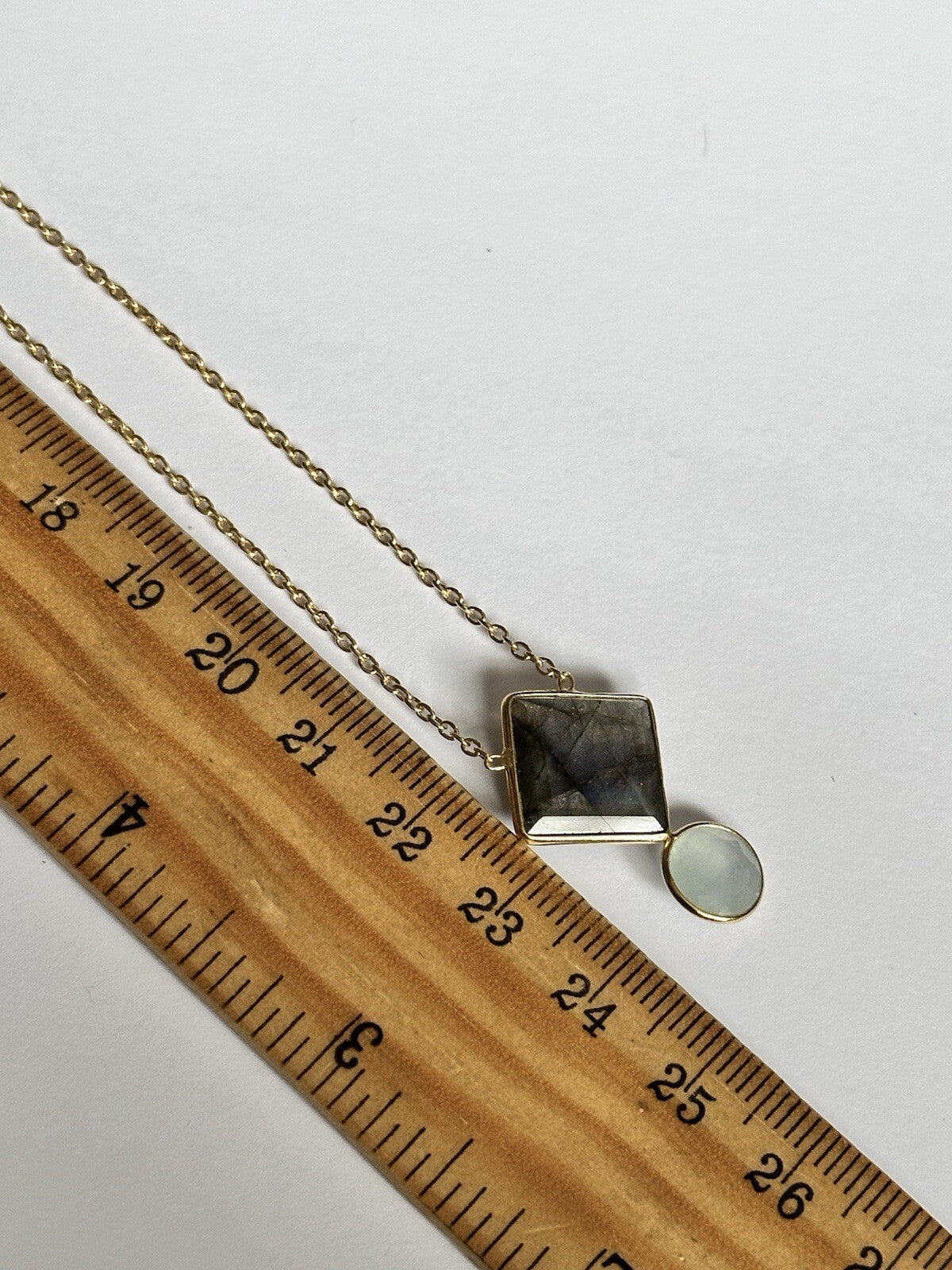 18k Gold Vermeil Plated 925 Silver Rainbow Labradorite Tourmaline Necklace