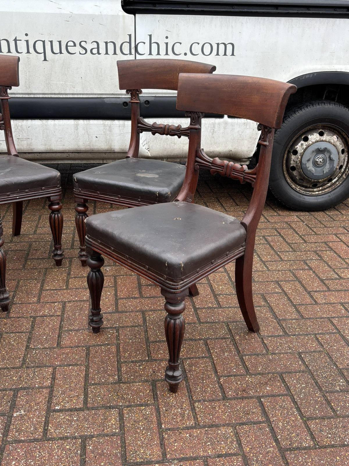 4 Victorian Mahogany Dining Chairs, Completely Original