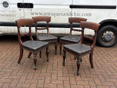 4 Victorian Mahogany Dining Chairs, Completely Original
