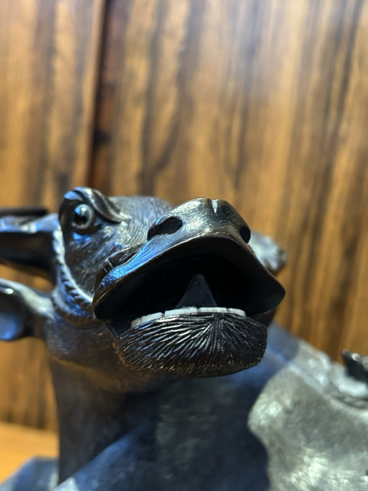 Antique Wooden Carved Figure Sitting On A Water Buffalo, Super Quality