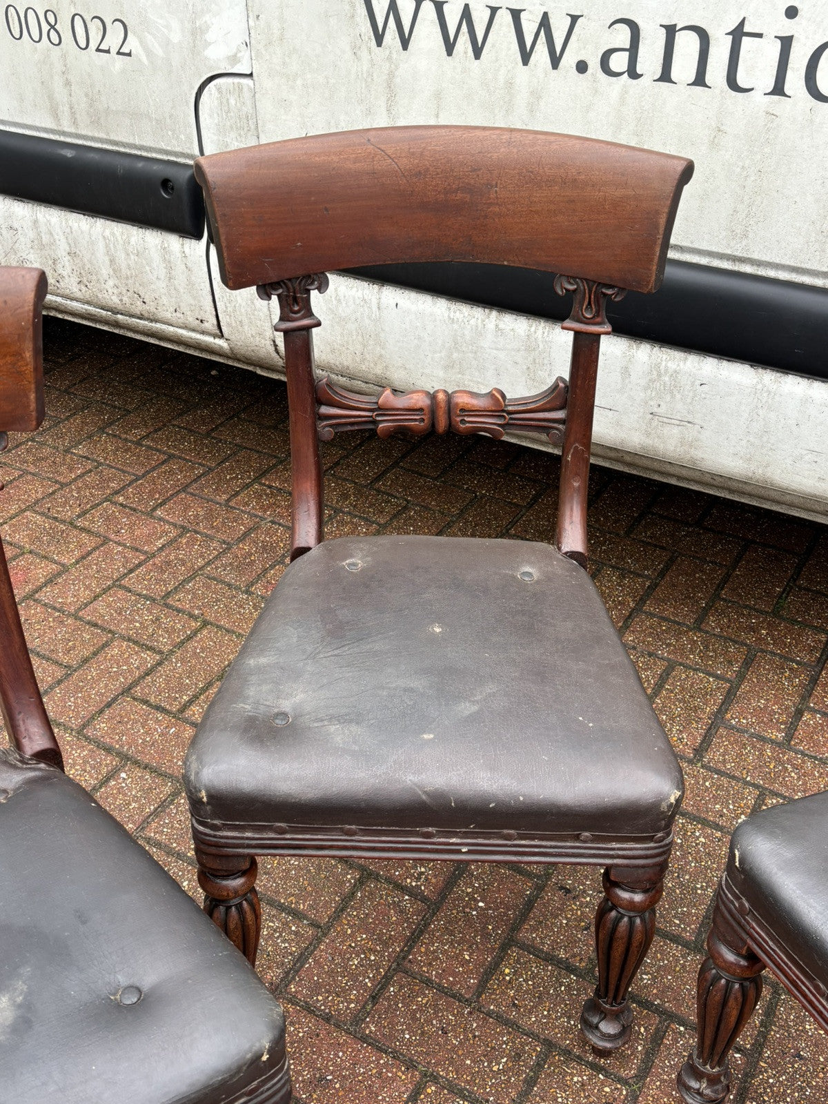 4 Victorian Mahogany Dining Chairs, Completely Original