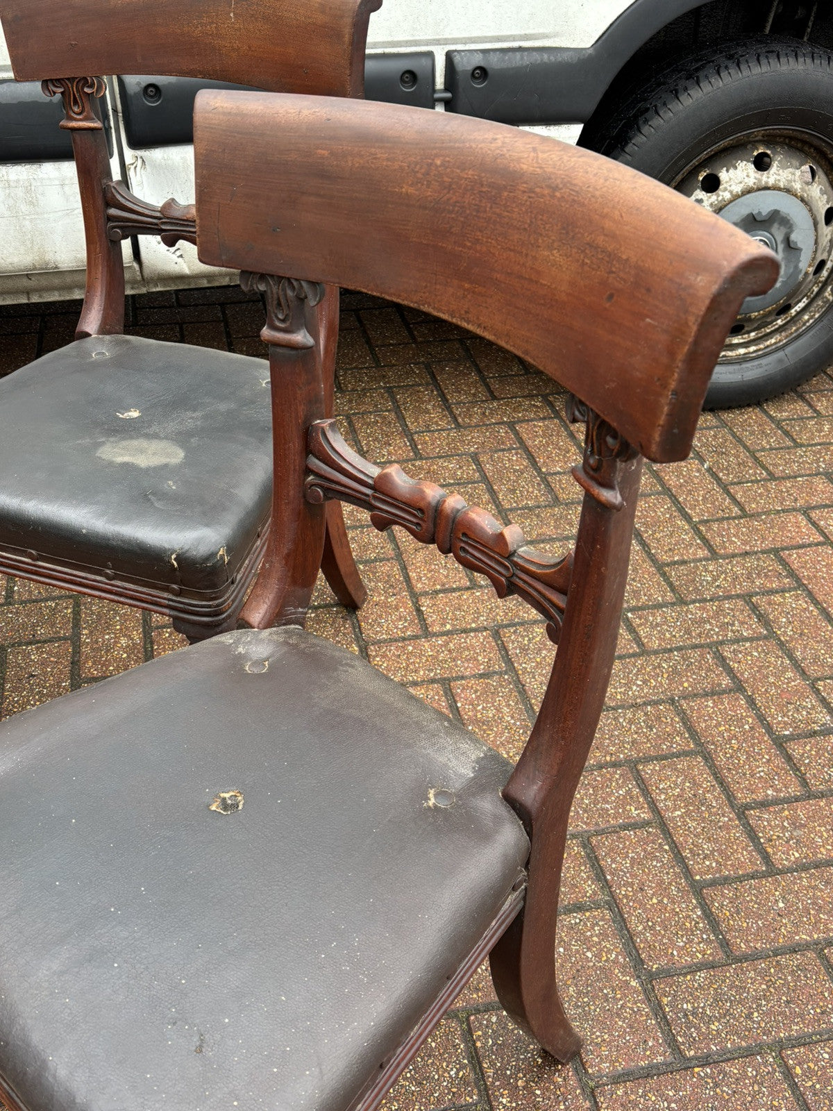 4 Victorian Mahogany Dining Chairs, Completely Original