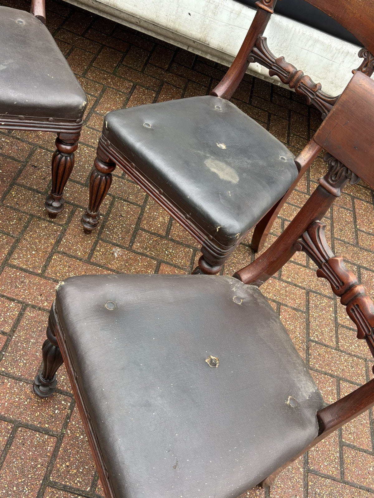 4 Victorian Mahogany Dining Chairs, Completely Original