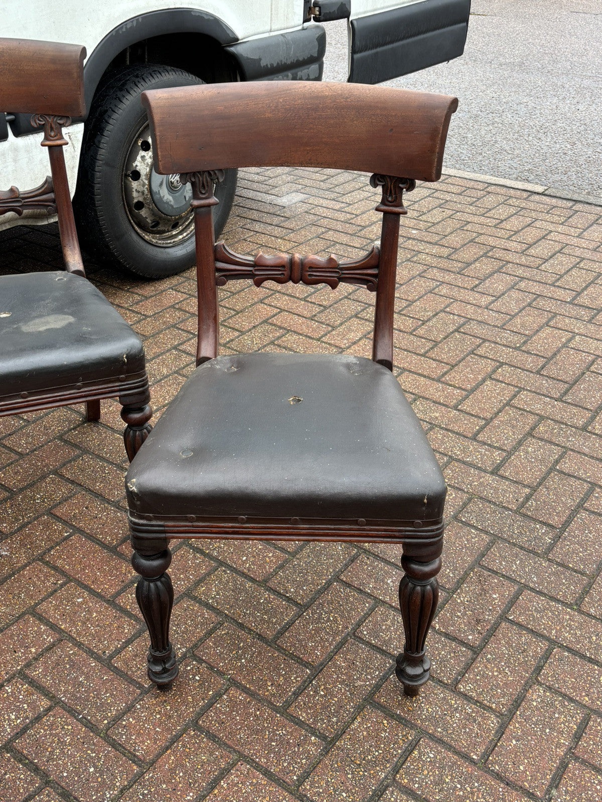 4 Victorian Mahogany Dining Chairs, Completely Original