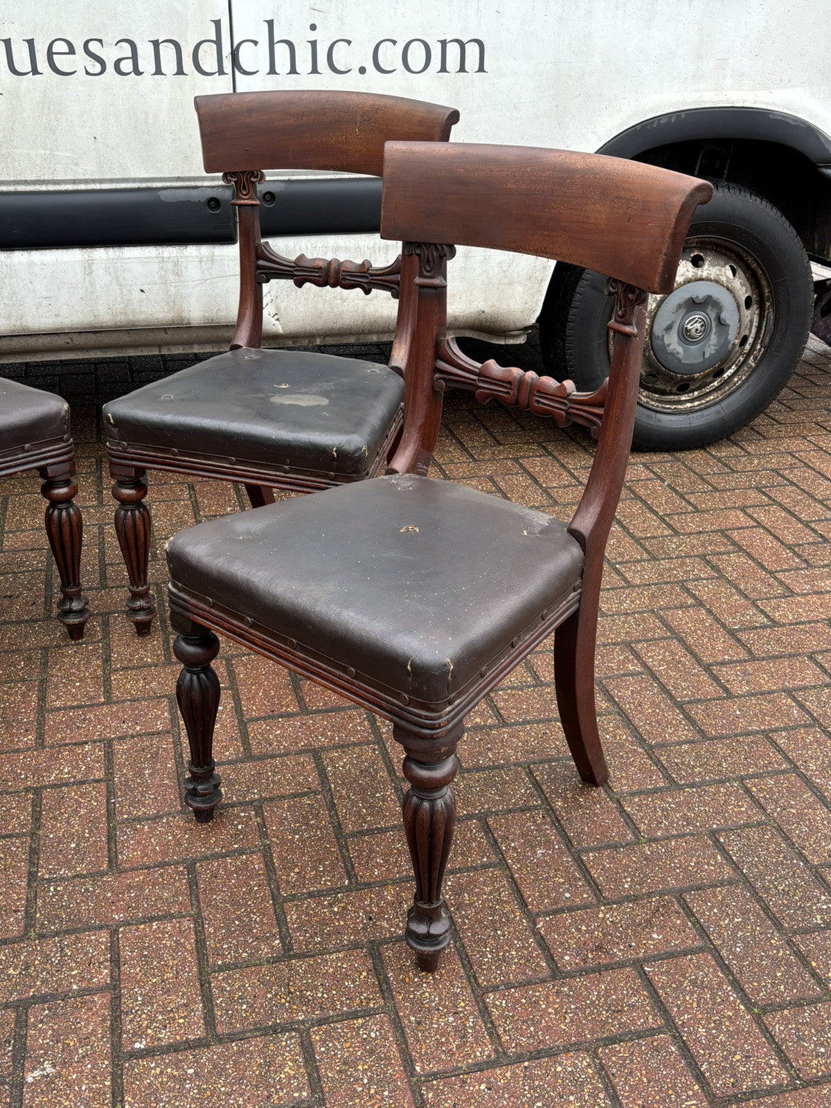 4 Victorian Mahogany Dining Chairs, Completely Original
