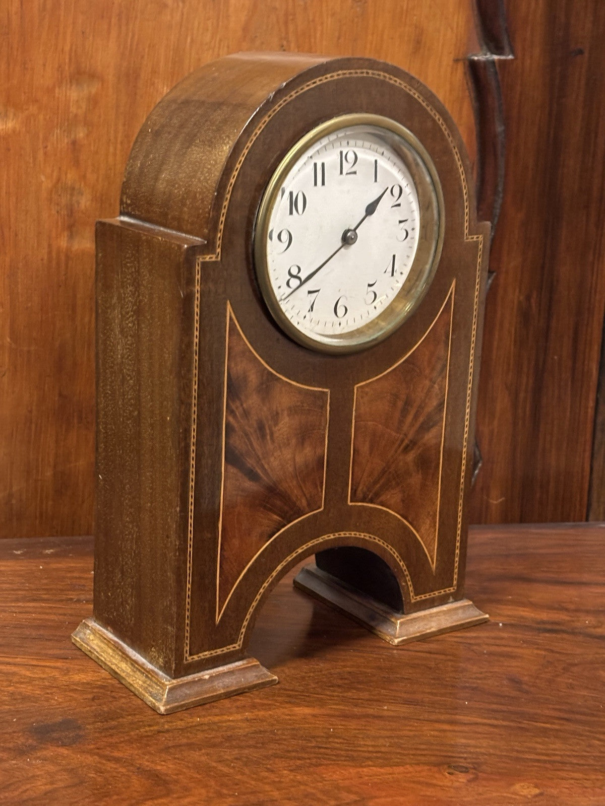 Art Nouveau Inlaid Mantle Clock. Ticking Away Nicely. With Key