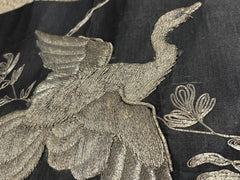 Antique Chinese Silver Thread Embroidery Hanging Panel. Large Size 99 X 35.5 Cms